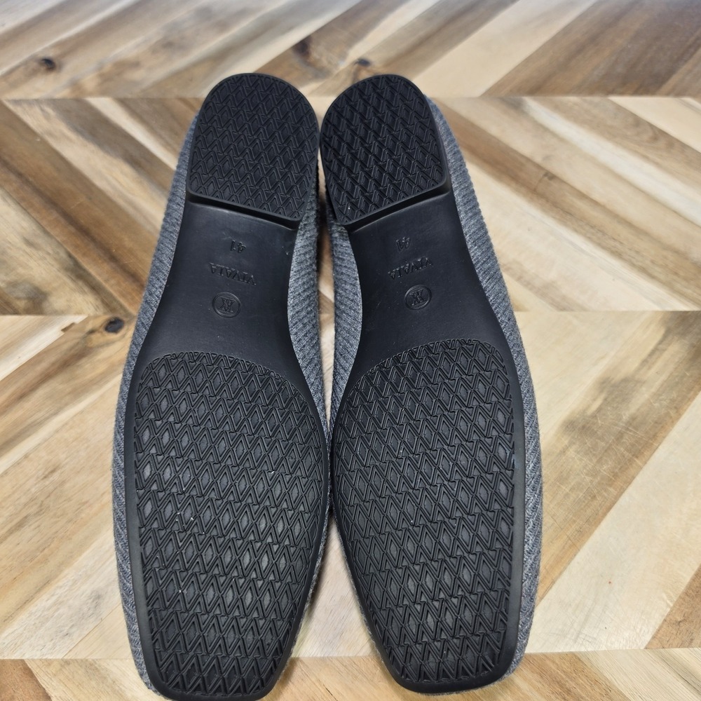 Vivaia Margot Women 41 / US 10.5 Grey Flats Square Toe Ribbed Knit Sustainable - Picture 8 of 13
